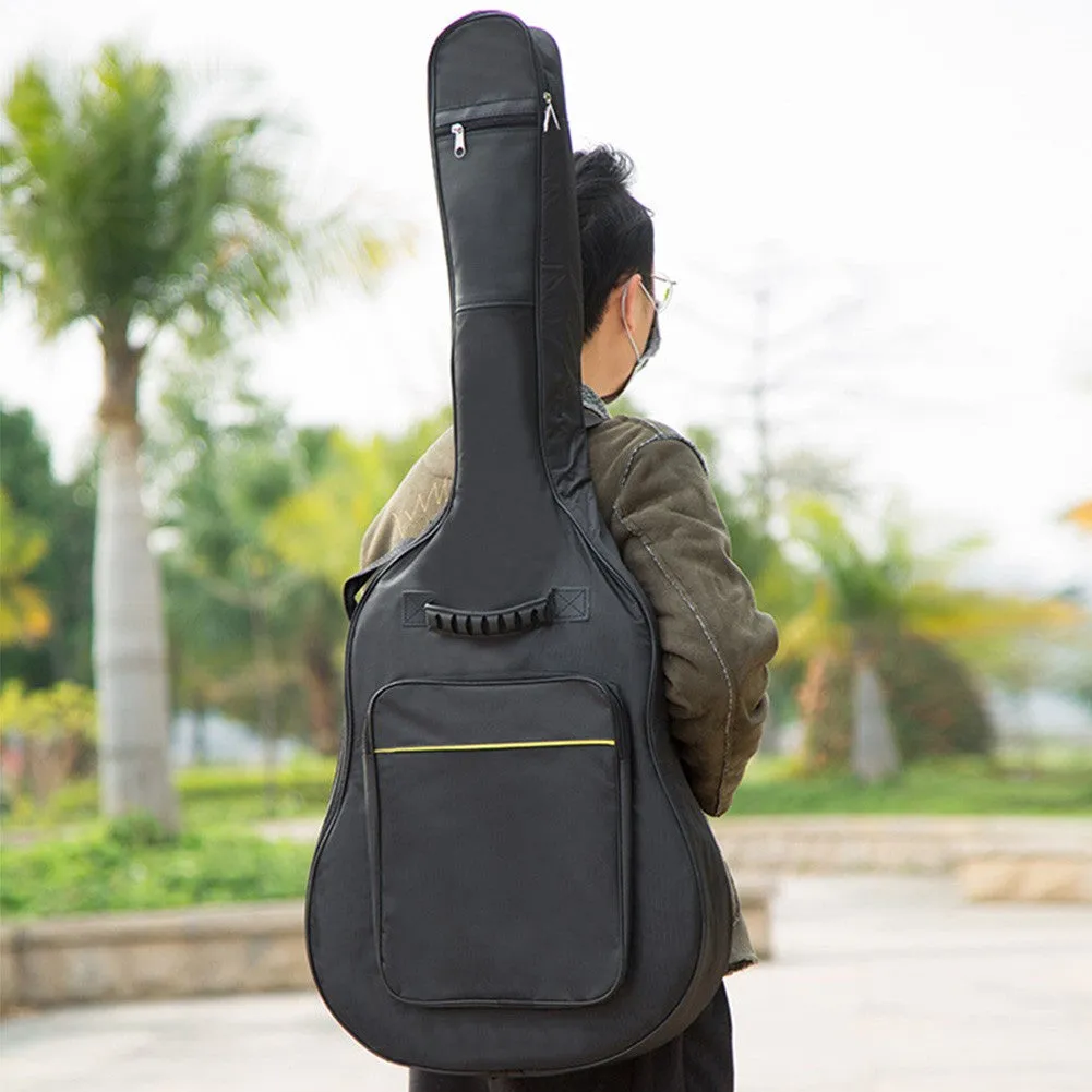 (105x42x12cm) Padded Guitar Cover Waterproof Bag with Carrying Strap - Black