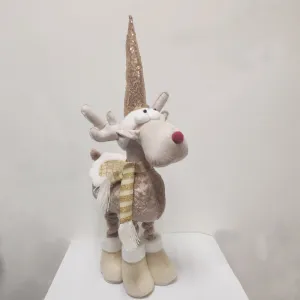 117cm Standing Gold Reindeer with Extendable Legs Christmas Decoration