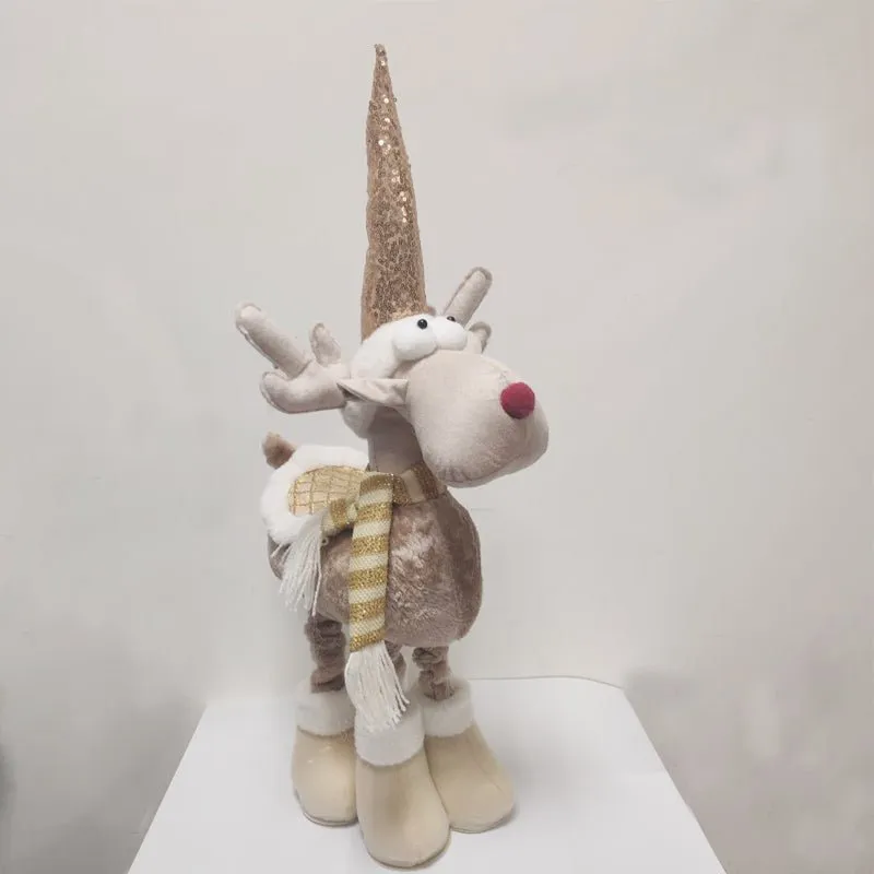 117cm Standing Gold Reindeer with Extendable Legs Christmas Decoration