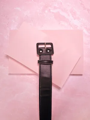 1.5" Belt in Black Vegan Leather with Orange Backing - Vixen by Micheline Pitt