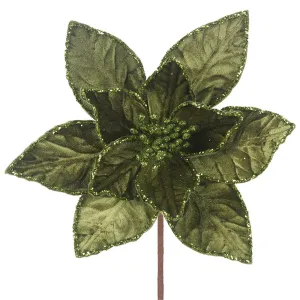 30cm Sage Green Artificial Poinsettia with Long Stem