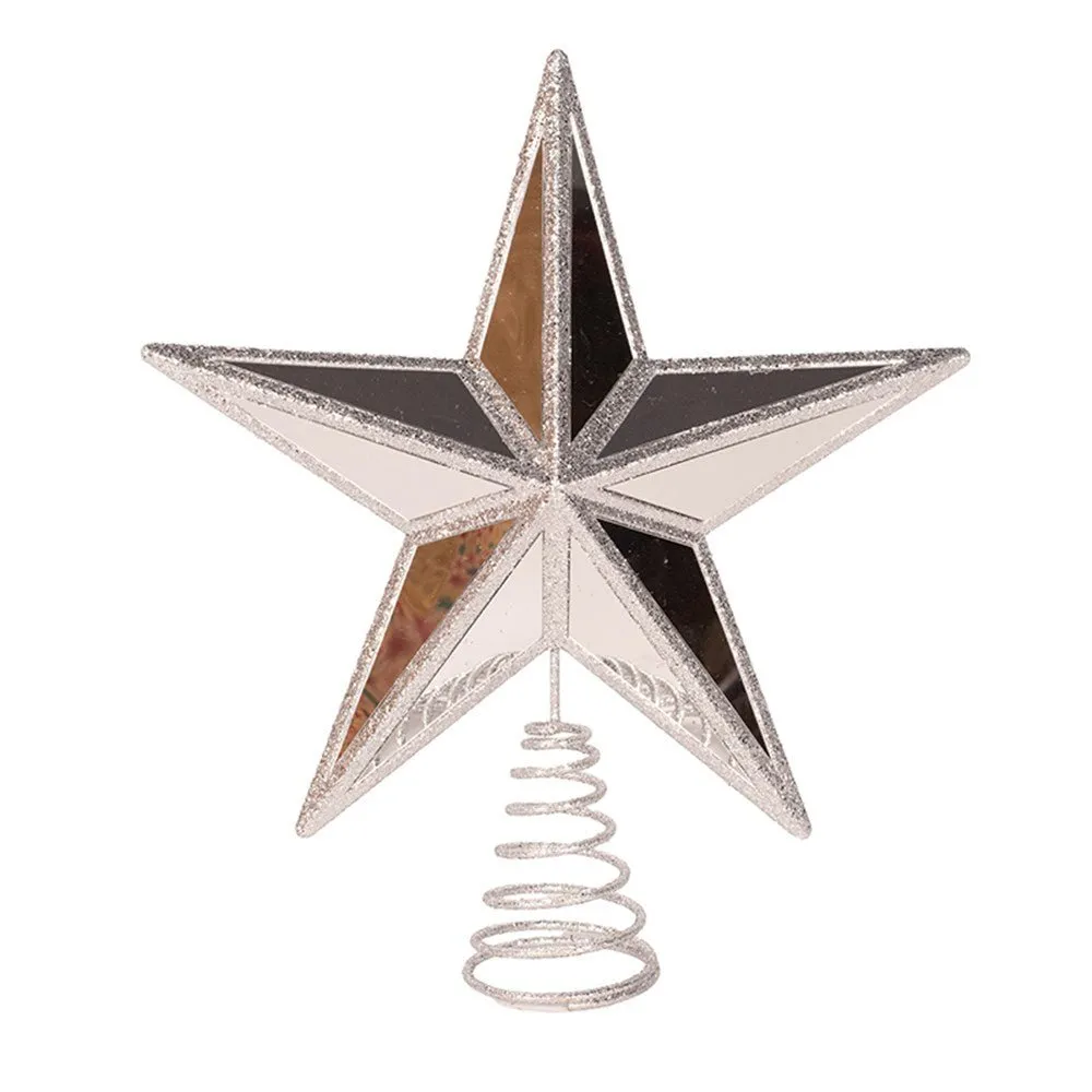 31cm Silver Mirror Star Tree Top