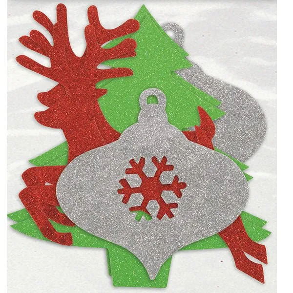 6pk Christmas MIni Glitter Cutouts