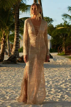 Abstract Pattern Striking Strappy Side Split Beachwear