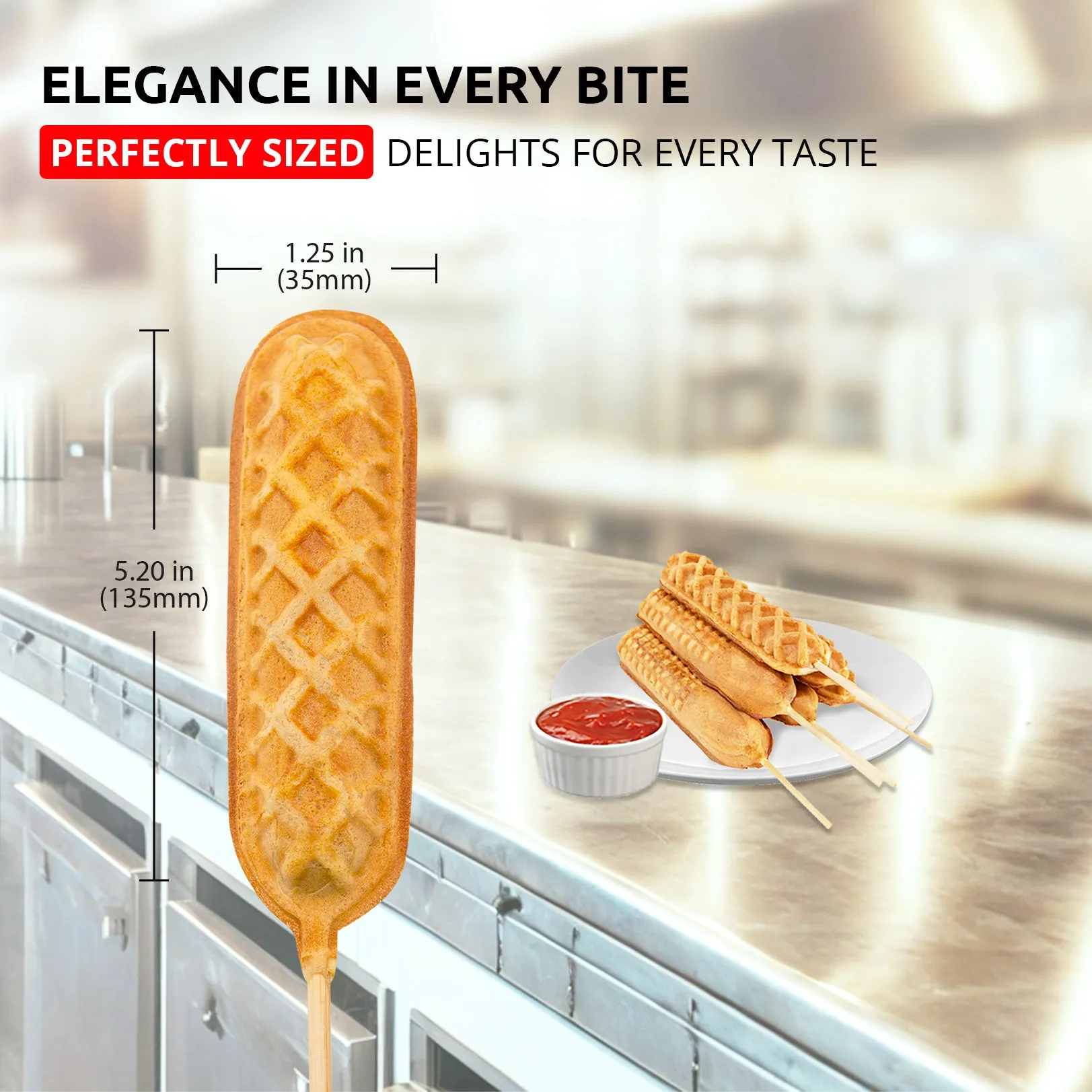 AP-528 Corn Dog Maker Commercial | 6 Waffles on Sticks | Nonstick