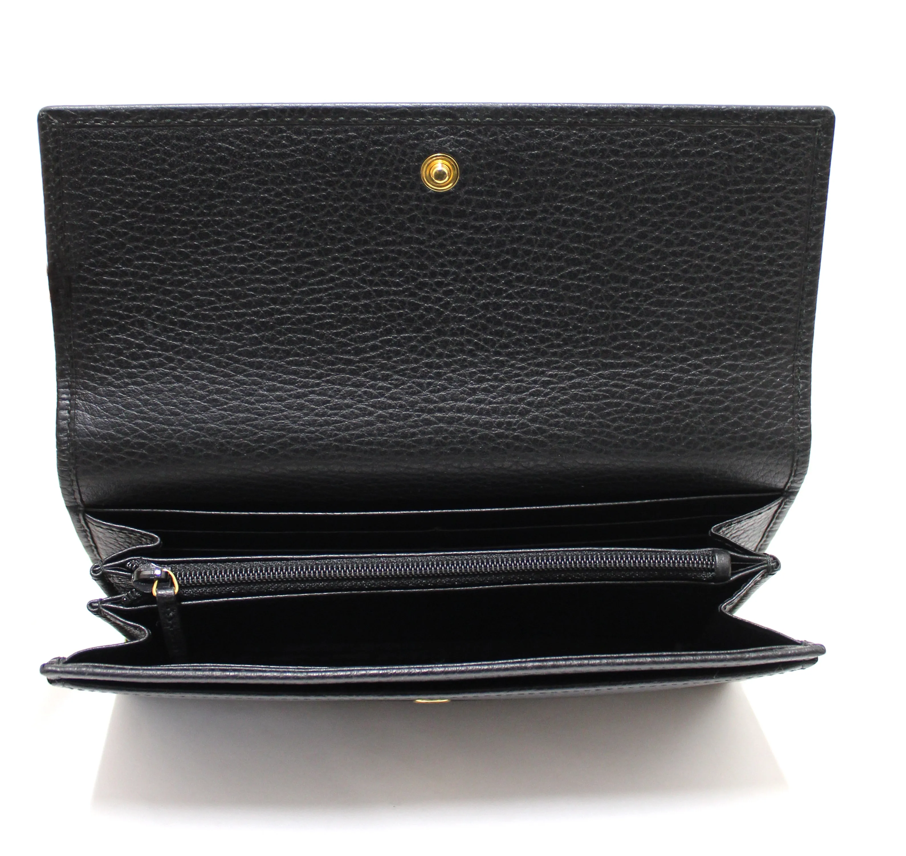 Authentic Gucci Black GG Marmont Leather Continental Long Wallet