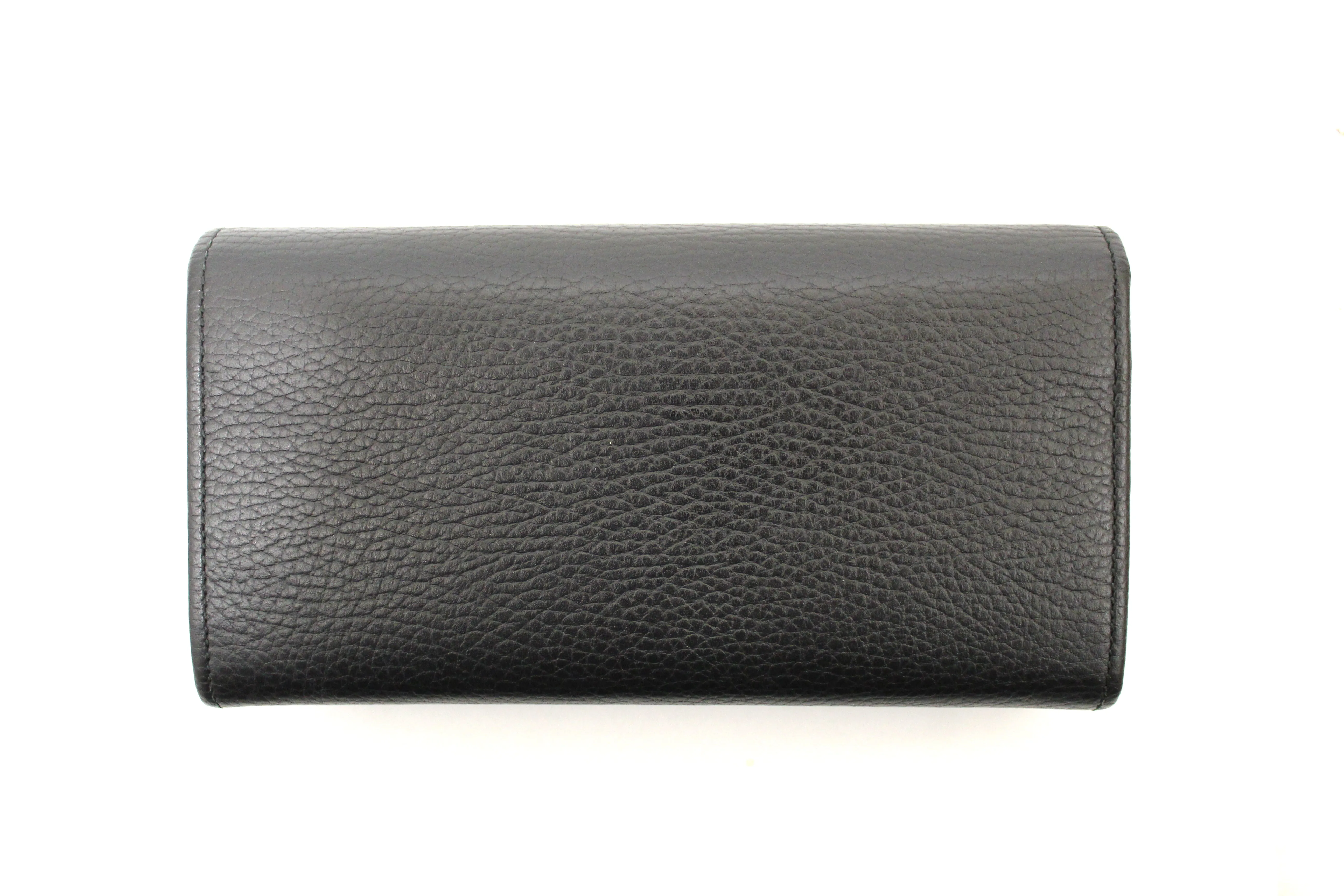 Authentic Gucci Black GG Marmont Leather Continental Long Wallet
