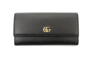 Authentic Gucci Black GG Marmont Leather Continental Long Wallet
