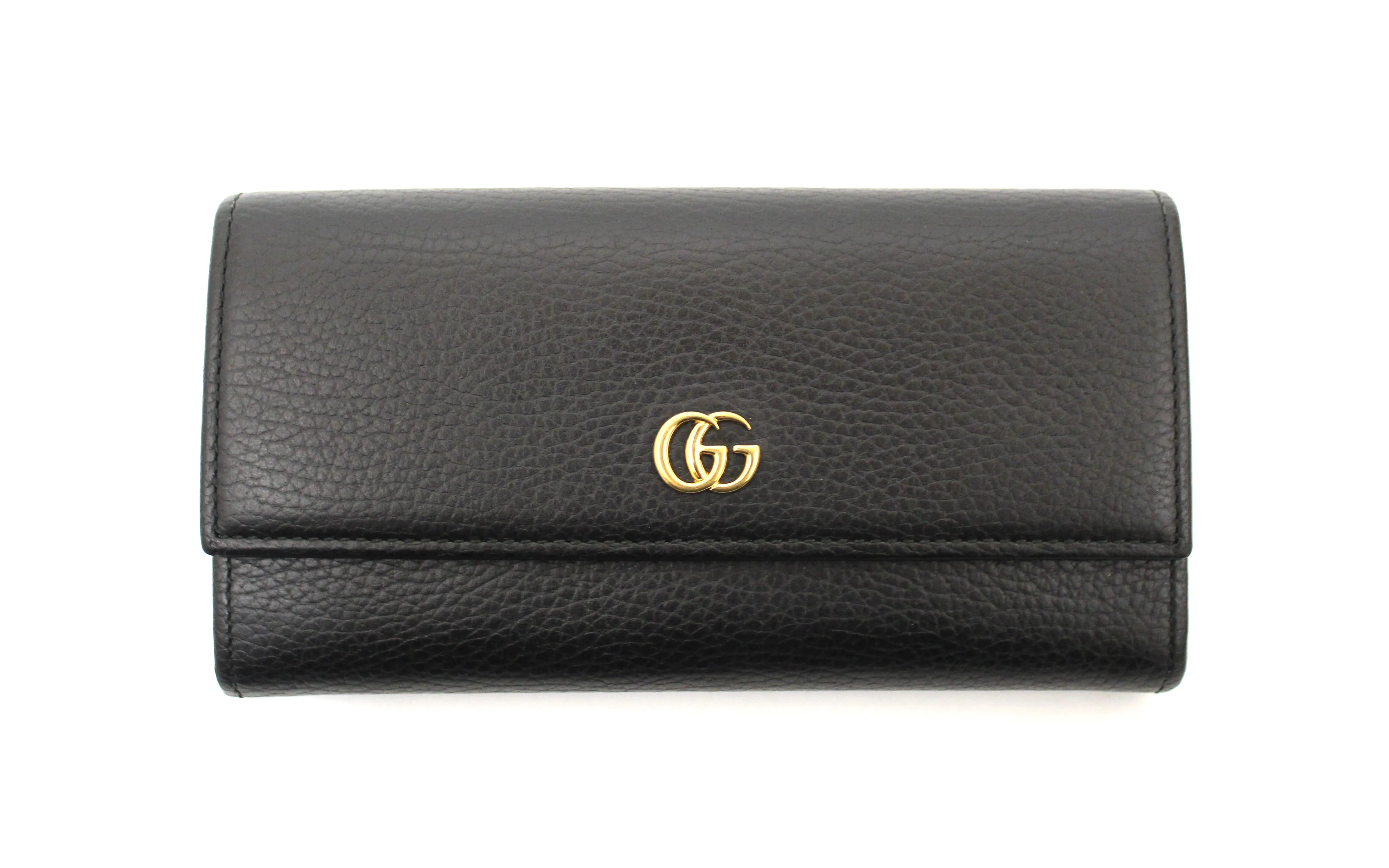 Authentic Gucci Black GG Marmont Leather Continental Long Wallet