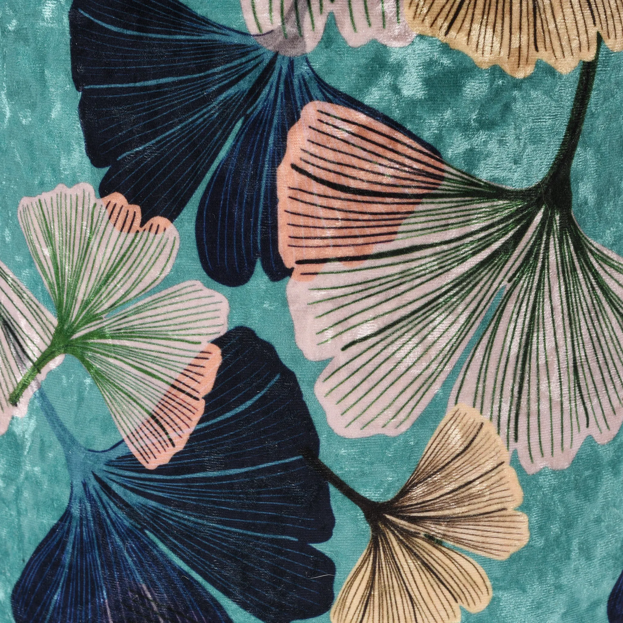 Blue Gingko Velvet Drum Shade