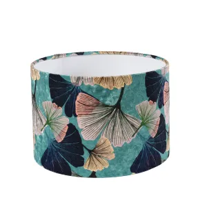Blue Gingko Velvet Drum Shade