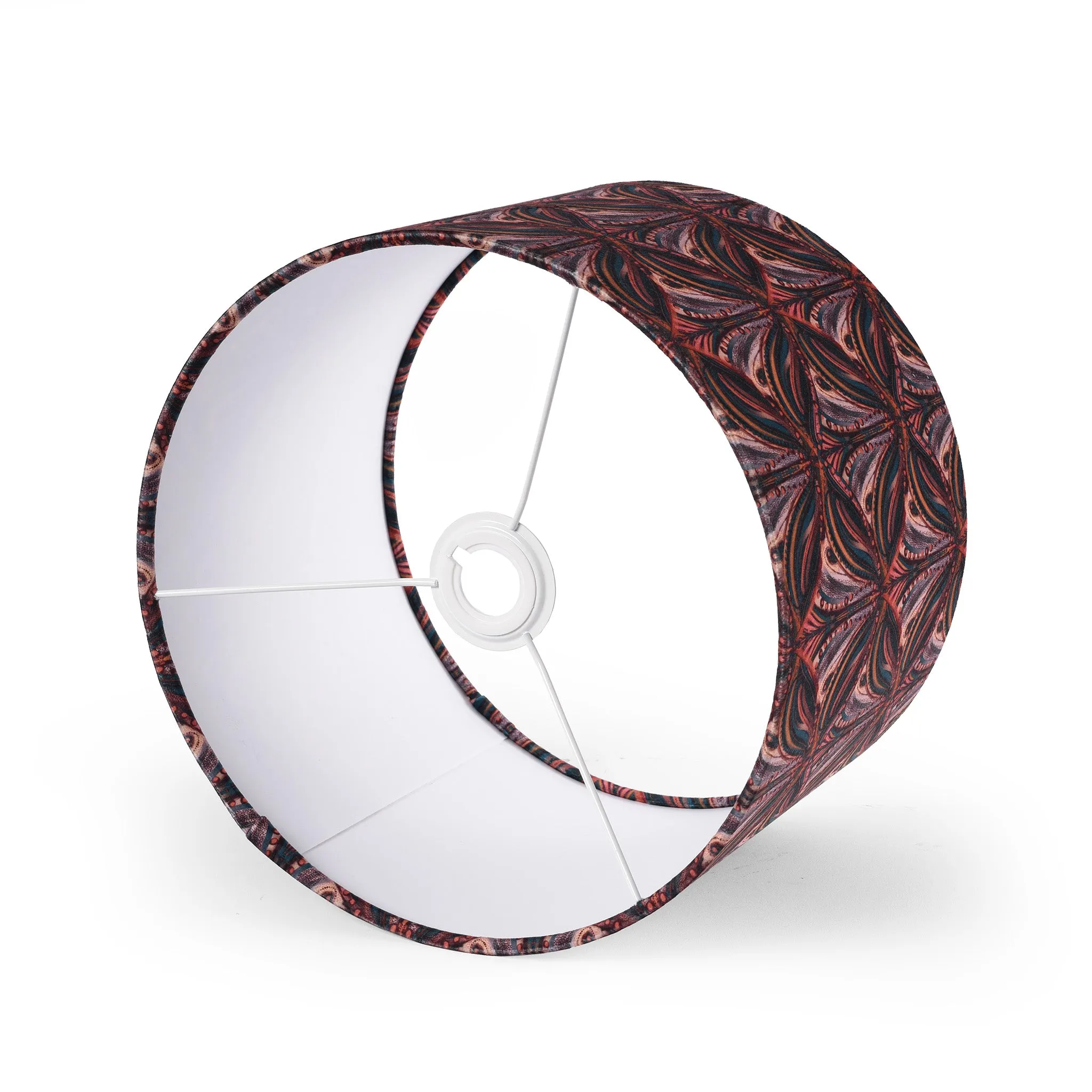Blue Gingko Velvet Drum Shade