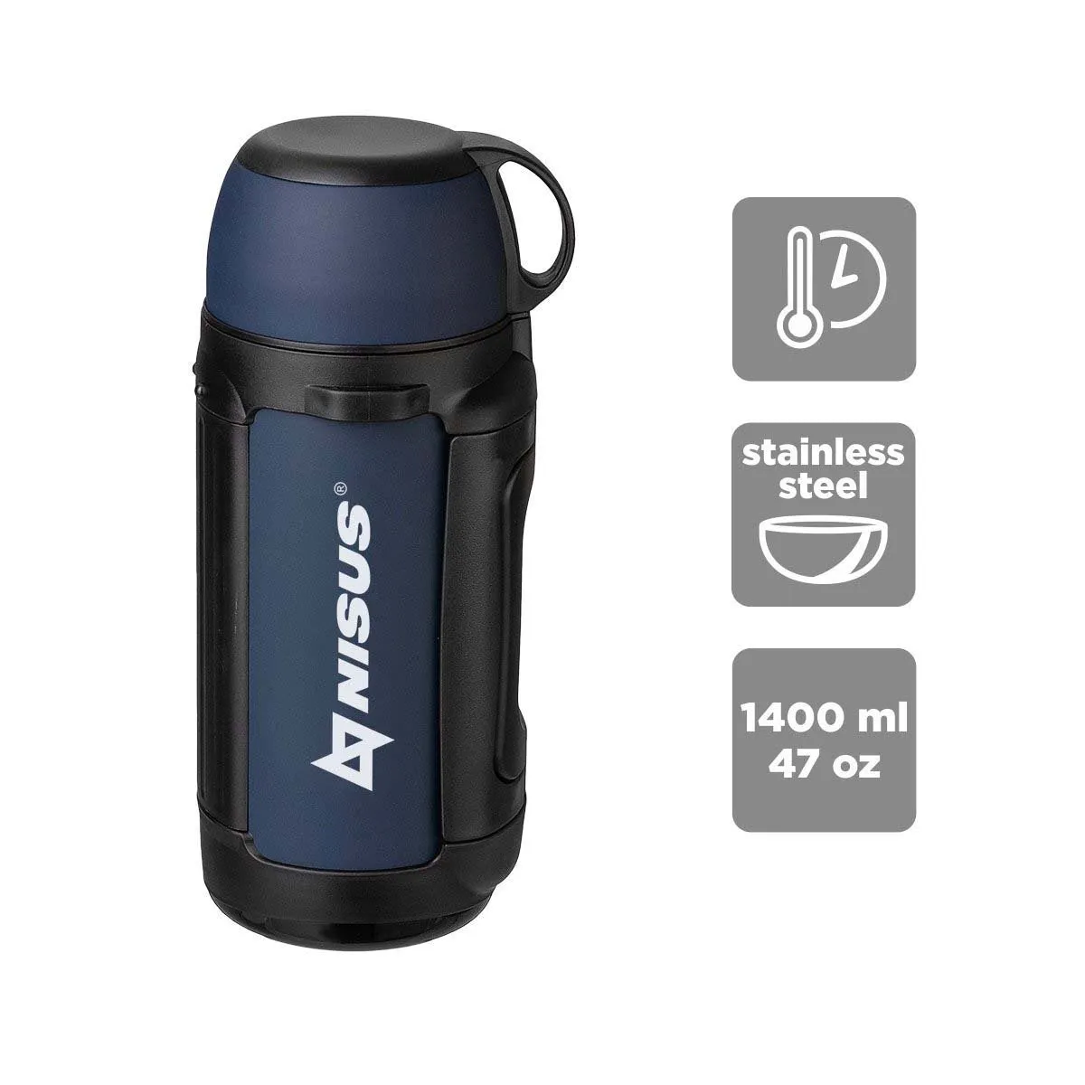 Blue Large Insulated Water Flask with Handle, 47 oz