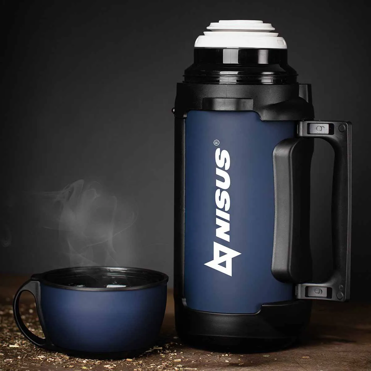 Blue Large Insulated Water Flask with Handle, 47 oz