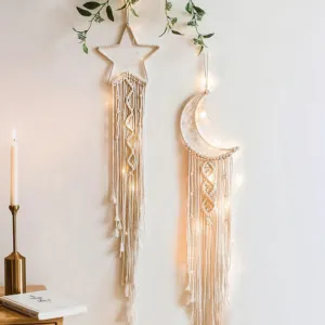Boho Macrame Woven Moon Star Dreamcather