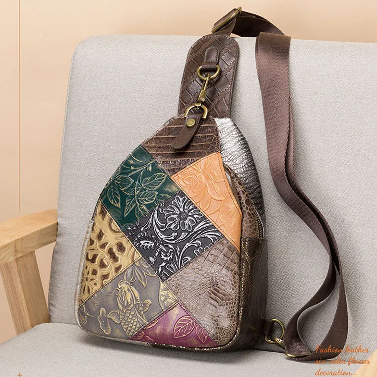 Boho Women's Crossbody Chest Backpack Bag Leather Sling Bags For Women