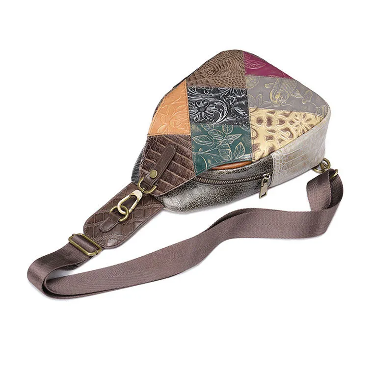 Boho Women's Crossbody Chest Backpack Bag Leather Sling Bags For Women