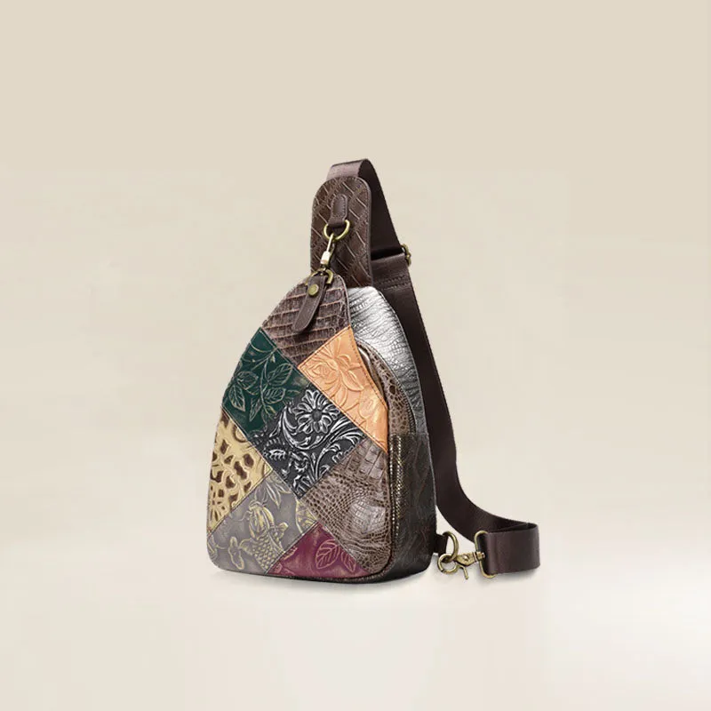 Boho Women's Crossbody Chest Backpack Bag Leather Sling Bags For Women