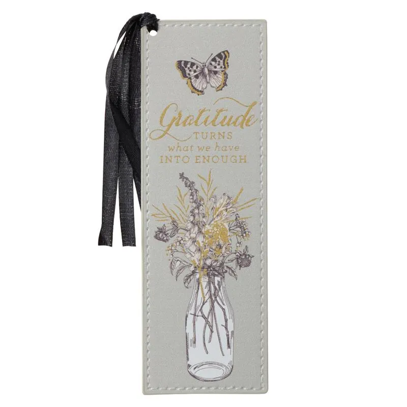 Bookmark Gratitude Grey Faux Leather Bmf147