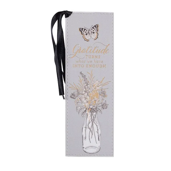Bookmark Gratitude Grey Faux Leather Bmf147