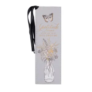 Bookmark Gratitude Grey Faux Leather Bmf147