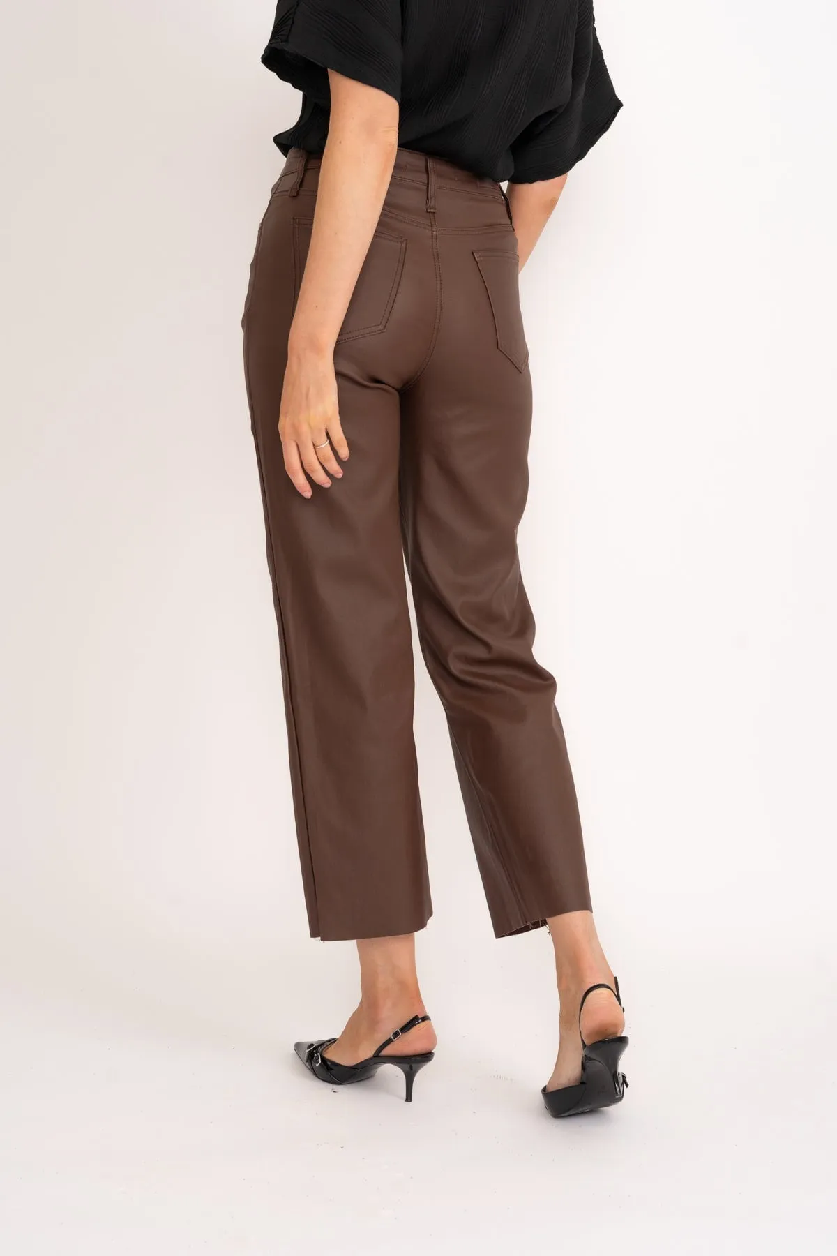Brown Seamless Faux Leather Jeans