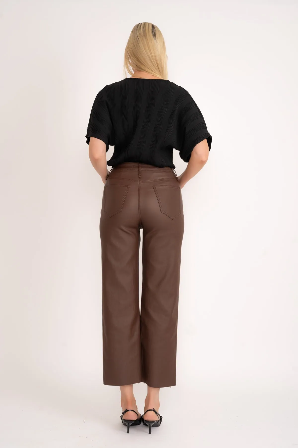 Brown Seamless Faux Leather Jeans