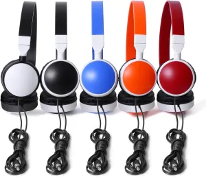 Bulk Headphones Wired for Classroom, Wholesale 5 Pack School Headphones KW-X05M Multi Colored Foldable Computers Headphones for Kids Students Children Teen Adults