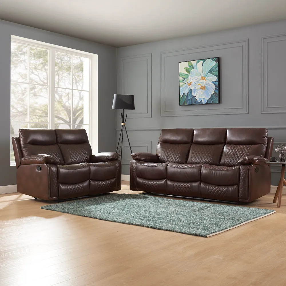 Carson 2 3 Seater Recliner Sofa Set, Brown Faux Leather