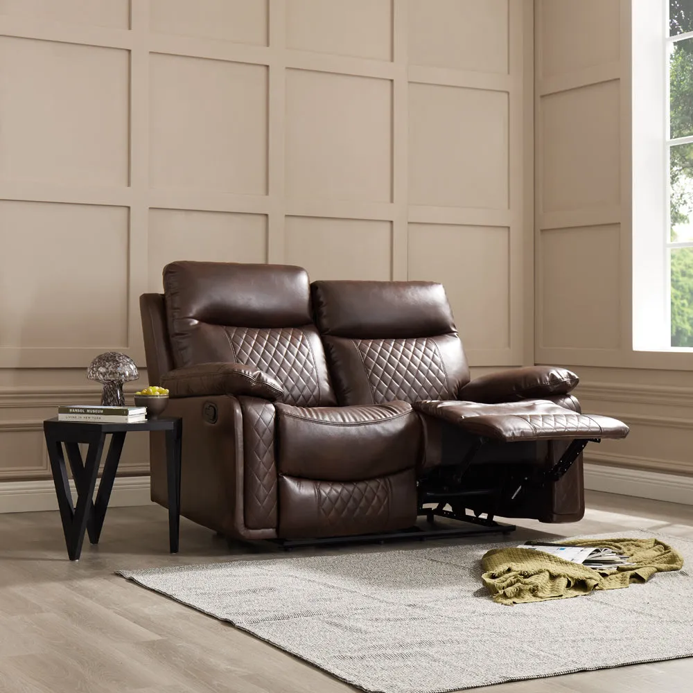 Carson 2 3 Seater Recliner Sofa Set, Brown Faux Leather