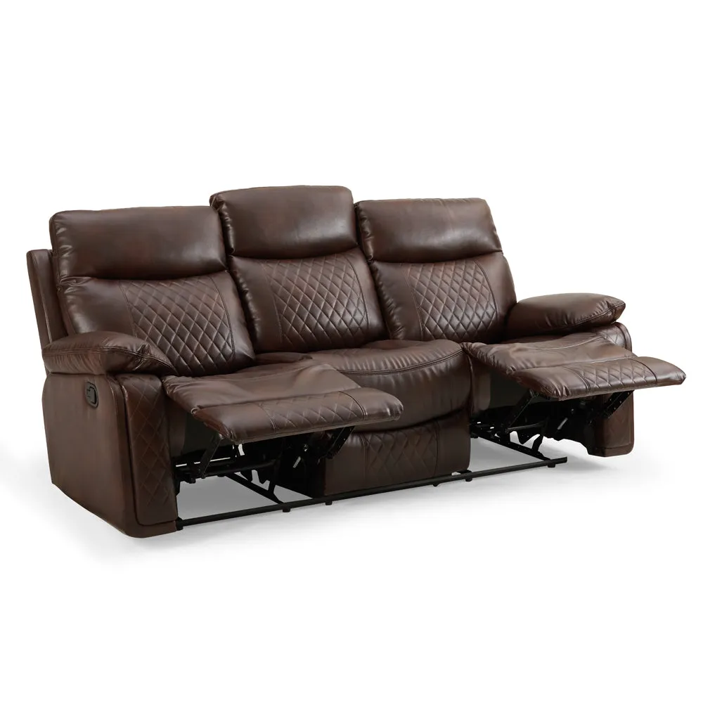 Carson 2 3 Seater Recliner Sofa Set, Brown Faux Leather