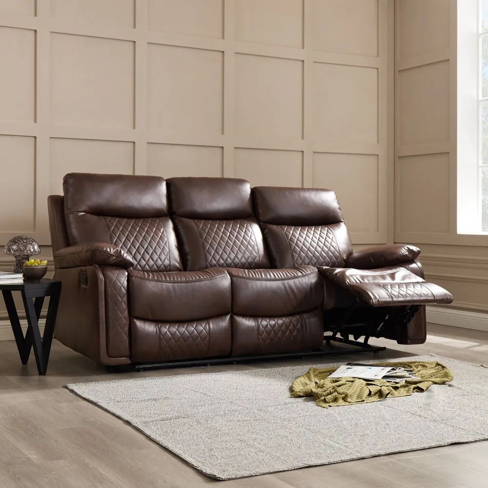 Carson 2 3 Seater Recliner Sofa Set, Brown Faux Leather
