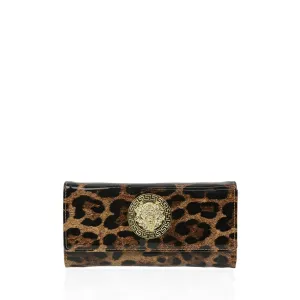 Cassius Brown Patent Leopard Trim Purse