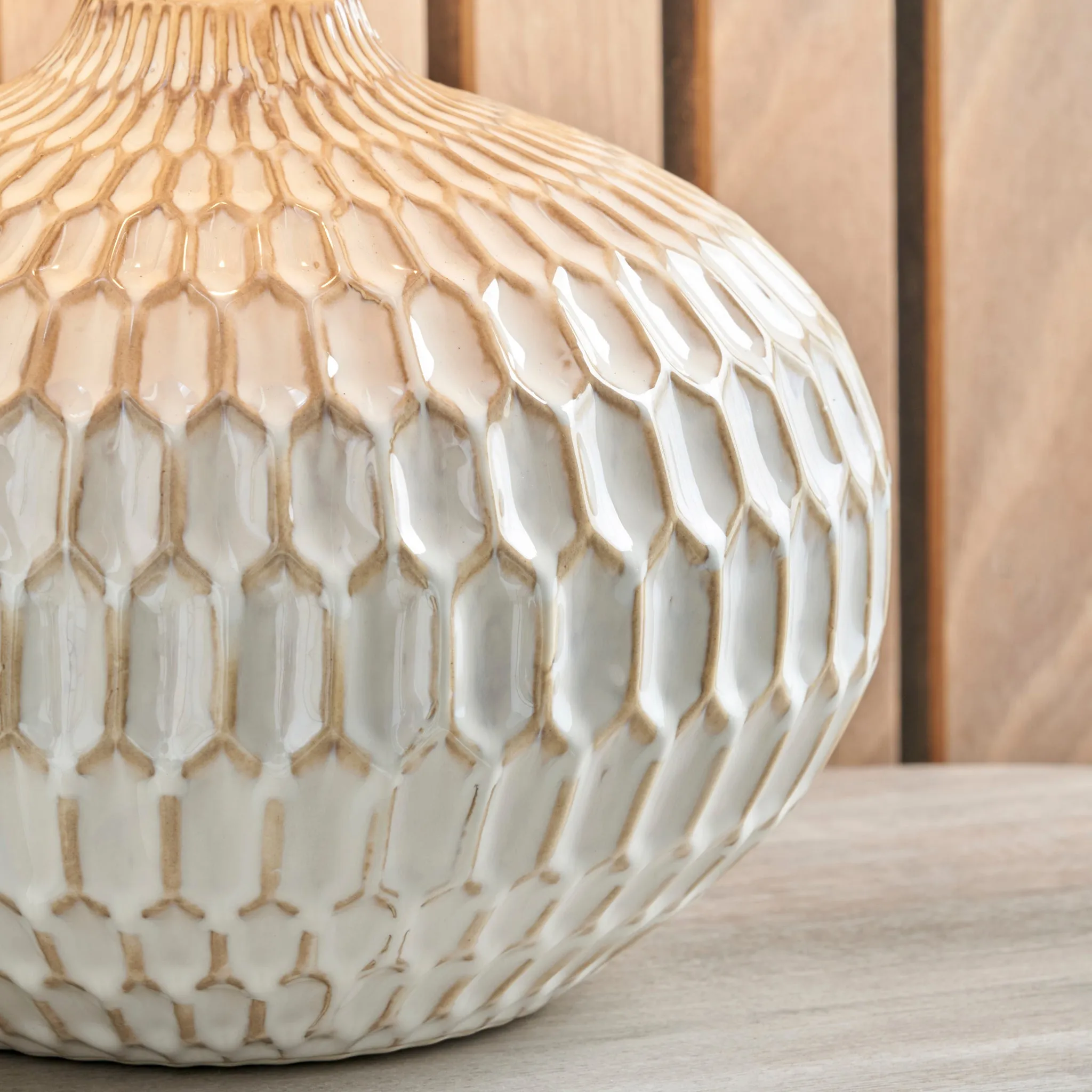 Cassius Warm White Textured Glazed Ceramic Table Lamp