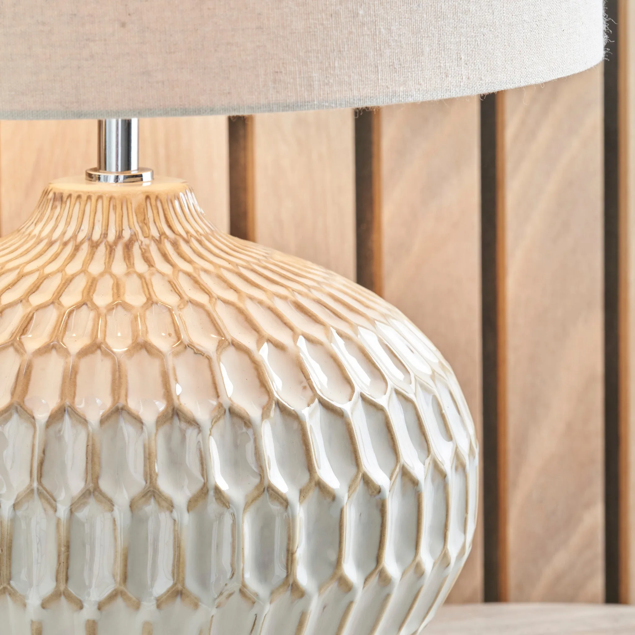 Cassius Warm White Textured Glazed Ceramic Table Lamp