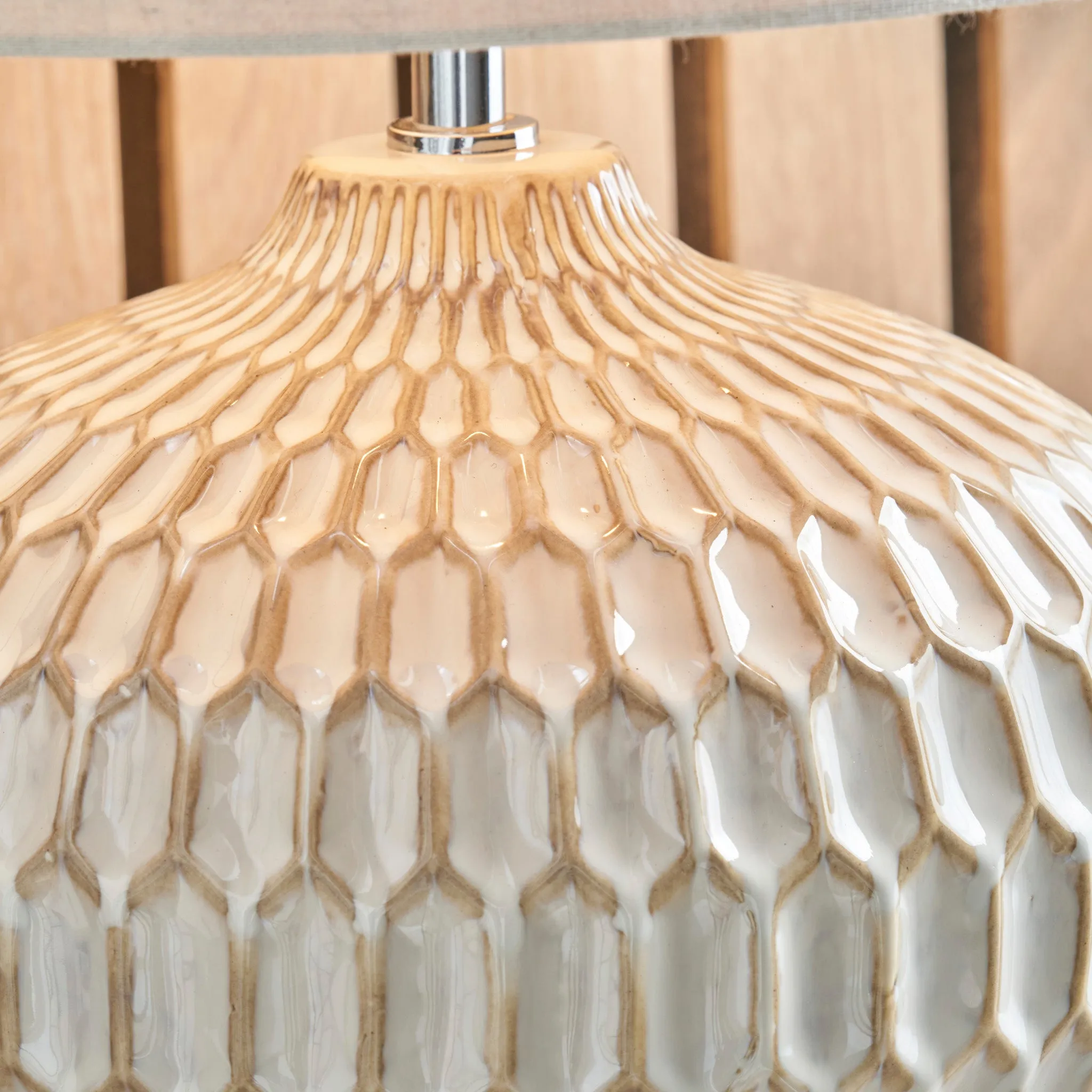 Cassius Warm White Textured Glazed Ceramic Table Lamp