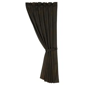 Chocolate Faux Leather Rod-Pocket Curtain Panel