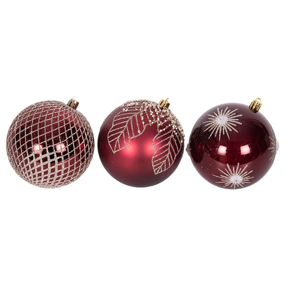 Christmas Ornament Burgundy Shatterproof Bauble Tree Decoration 10cm