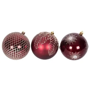 Christmas Ornament Burgundy Shatterproof Bauble Tree Decoration 10cm