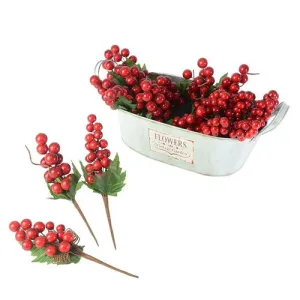 Christmas Red Berry Picks with Holly