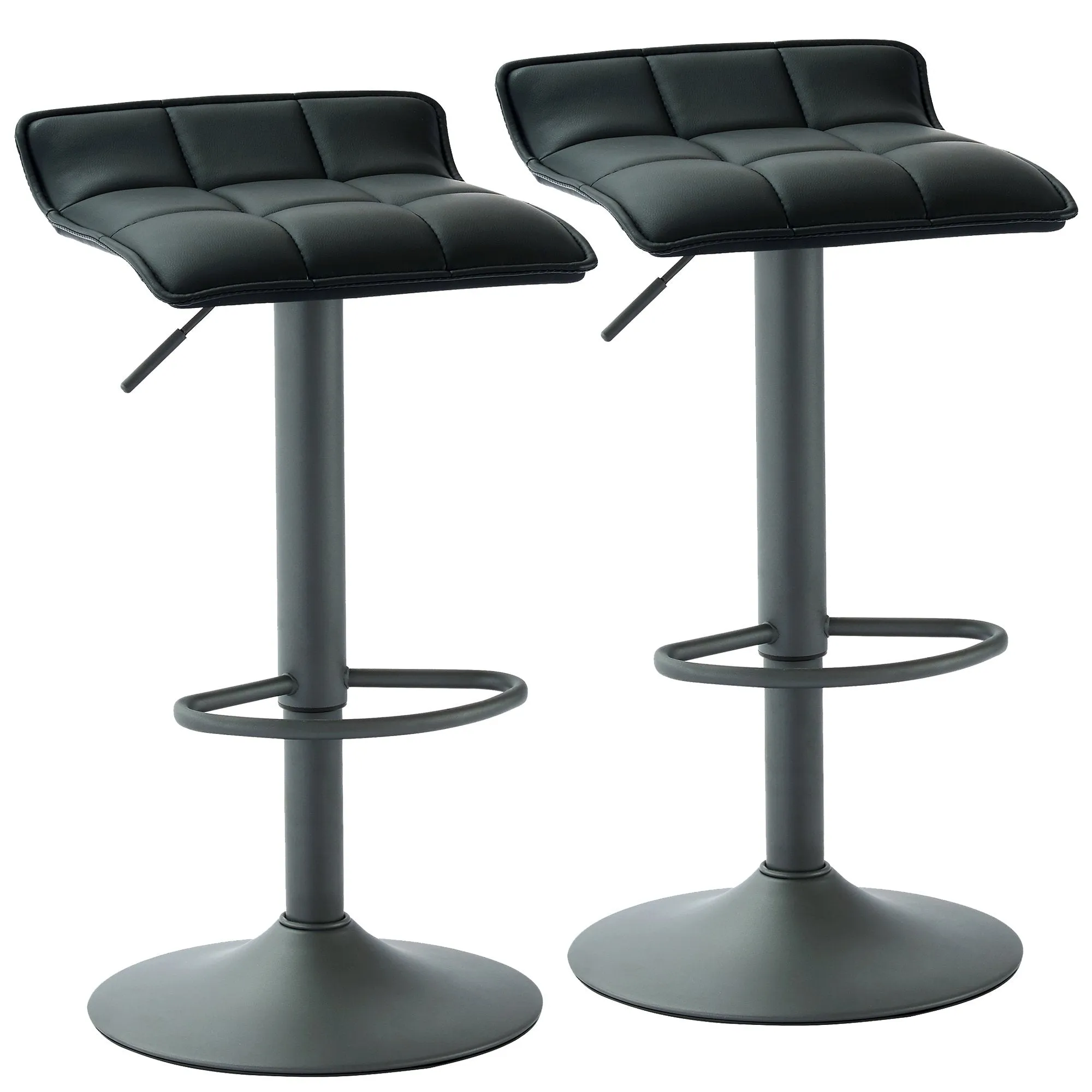 Comet-Air Lift Stool-Black Faux Leather