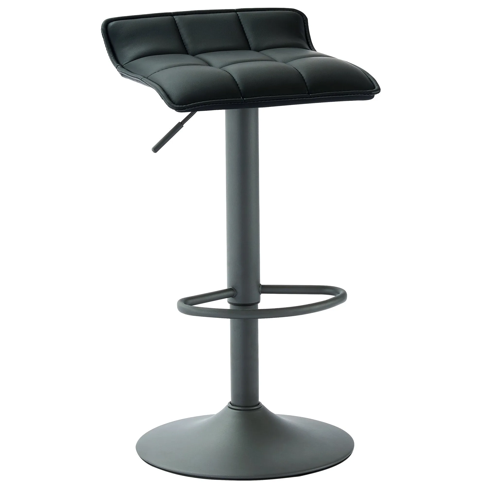 Comet-Air Lift Stool-Black Faux Leather