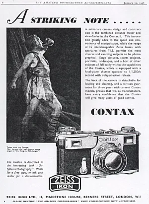 Contax ad: A striking note....