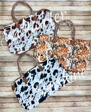 Cow and Wild Mustang Faux Fur Weekenders