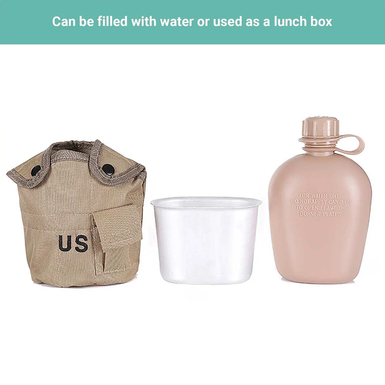 Crocox Military Canteen Outdoor Water Bottle Camping Hiking Aluminum Cup Set