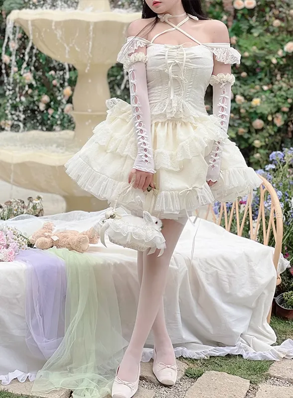 Diamond Sweetheart Sweet Fragrance French Balletcore Girl White Pink Coquette Elegant Dress