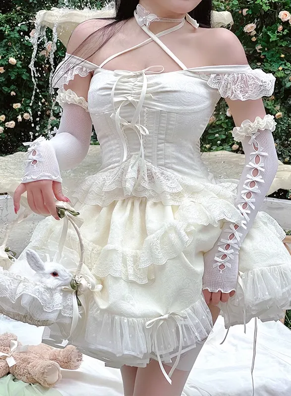Diamond Sweetheart Sweet Fragrance French Balletcore Girl White Pink Coquette Elegant Dress