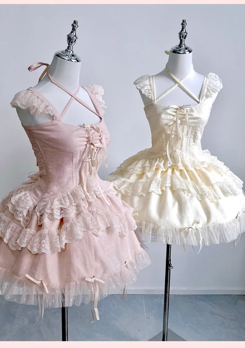 Diamond Sweetheart Sweet Fragrance French Balletcore Girl White Pink Coquette Elegant Dress