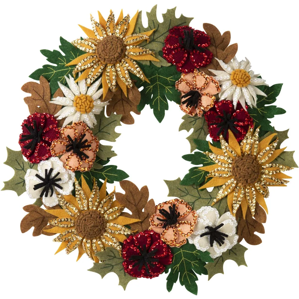 DIY Bucilla Fall Floral Thanksgiving Flower Felt Wreath Craft Kit