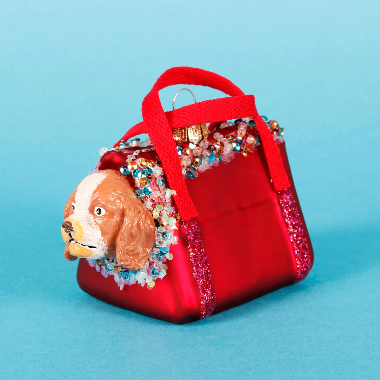 Dog In A Carry Bag Hanging Christmas Bauble